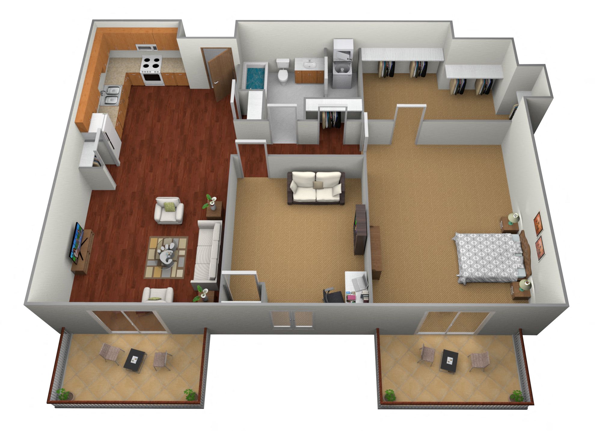Floor plan for 1 bed, 1 bath, 1124 sqft